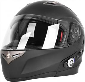 img 4 attached to Модульный мотоциклетный шлем Bluetooth со встроенным переговорным устройством, FM-радио, Siri и козырьком — FreedConn BM2-S XL Matte Black