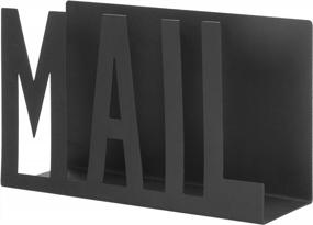 img 1 attached to Modern Black Metal Mail Holder Countertop Organizer With Cutout Lettering Design, Desktop Envelope And Document Storage Rack For Office