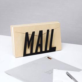 img 3 attached to Modern Black Metal Mail Holder Countertop Organizer With Cutout Lettering Design, Desktop Envelope And Document Storage Rack For Office