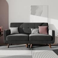 stylish honbay grey velvet loveseat: elegant 2-seater sofa with wood legs for small spaces, bedroom, office логотип