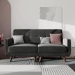 stylish honbay grey velvet loveseat: elegant 2-seater sofa with wood legs for small spaces, bedroom, office logo