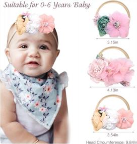 img 2 attached to SPOKKI Newborn Photography Props, 4 Pcs Newborn Photography Wrap Baby Girl Flower Headbands, Handmade Pearl Decor Baby Wraps, Newborn Girl Blanket 35.5 X 67 Inch Photo Shoot Outfits (Pink)