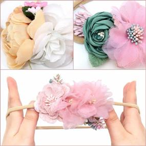 img 1 attached to SPOKKI Newborn Photography Props, 4 Pcs Newborn Photography Wrap Baby Girl Flower Headbands, Handmade Pearl Decor Baby Wraps, Newborn Girl Blanket 35.5 X 67 Inch Photo Shoot Outfits (Pink)