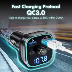 img 2 attached to 🚘 Enhanced V5.0 Wireless Car Adapter with QC3.0, LED Backlit FM Transmitter for Car | Handsfree Calling, MP3 Music Player | HiFi Bass Sound | Siri & Google Assistant | TF Card & USB Disk Supported