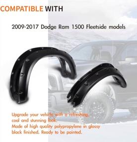 img 2 attached to 4PCS Wheel Cover Fender Flares For 2009-2017 Dodge Ram 1500 - Smooth Black Pocket Rivet Style