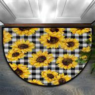 24x36 semi-circle doormat: auuxva sunflower florals black white buffalo plaid non slip absorbent wear resistant area rug for home kitchen patio logo