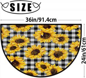 img 3 attached to 24X36 Semi-Circle Doormat: AUUXVA Sunflower Florals Black White Buffalo Plaid Non Slip Absorbent Wear Resistant Area Rug For Home Kitchen Patio