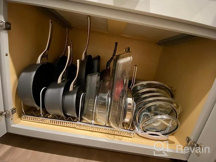 img 1 attached to Maximize Your Kitchen Space With AHNR'S 10+ Pans And Pots Lid Organizer Rack Holder In Red review by William Gildea