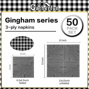 img 3 attached to 50 Pack Disposable Paper Napkins - Black & White Gingham For Dinner, Picnic & Parties | Gatherfun