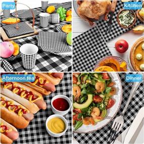 img 1 attached to 50 Pack Disposable Paper Napkins - Black & White Gingham For Dinner, Picnic & Parties | Gatherfun