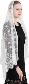 img 2 attached to Католические вуали для церковных женщин - прямоугольная вуаль для часовни, платок, платок, головной убор, мантилья