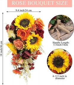 img 1 attached to Breathtaking HiiARug Sunflower & Rose Wedding Bouquets In Burnt Orange & Burgundy Shades!