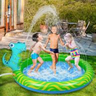 kids inflatable sprinkler pool 63", dinosaur splash water playing pad swimming pool, spray pad kiddie pool summer outdoor toys for 2-13 year old boys and girls логотип