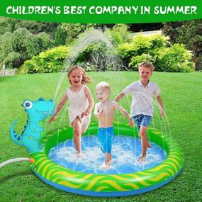 img 1 attached to Kids Inflatable Sprinkler Pool 63", Dinosaur Splash Water Playing Pad Swimming Pool, Spray Pad Kiddie Pool Summer Outdoor Toys For 2-13 Year Old Boys And Girls