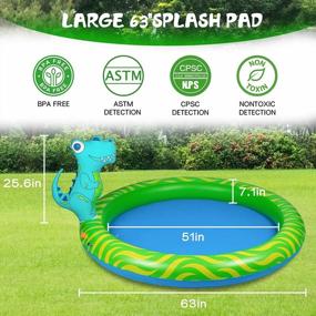 img 2 attached to Kids Inflatable Sprinkler Pool 63", Dinosaur Splash Water Playing Pad Swimming Pool, Spray Pad Kiddie Pool Summer Outdoor Toys For 2-13 Year Old Boys And Girls