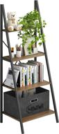 4nm industrial 4-tier ladder shelf: multifunctional storage rack shelves for books, plants & more - brown and black логотип