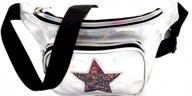 glittery star accent iridescent metallic fanny pack logo