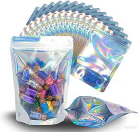 img 3 attached to 🌈 100-Pack 5x7 Inch Holographic Resealable Mylar Bags - Smell Proof, Ziplock, Heat Sealable Stand Up Pouches - Ideal for Party Favors, Lip Gloss Packaging, Small Business Samples - WaldOaks