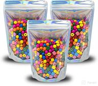 🌈 100-pack 5x7 inch holographic resealable mylar bags - smell proof, ziplock, heat sealable stand up pouches - ideal for party favors, lip gloss packaging, small business samples - waldoaks логотип