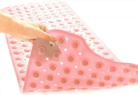 img 3 attached to Extra Long Non-Slip Bath Mat With Drain Holes And Suction Cups For Bathroom - Machine Washable Opaque Pink Teeshly Bath Tub And Shower Mat (39 X 16 Inches)
