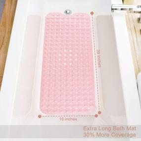 img 1 attached to Extra Long Non-Slip Bath Mat With Drain Holes And Suction Cups For Bathroom - Machine Washable Opaque Pink Teeshly Bath Tub And Shower Mat (39 X 16 Inches)