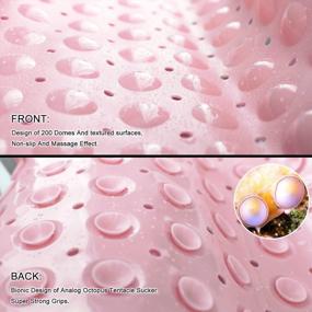 img 2 attached to Extra Long Non-Slip Bath Mat With Drain Holes And Suction Cups For Bathroom - Machine Washable Opaque Pink Teeshly Bath Tub And Shower Mat (39 X 16 Inches)
