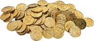 100 gold plastic pirate treasure coins with embossed design - ideal for western themes, casino parties, and favors - measures 1.5 inches logo