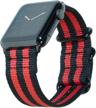 carterjett xl nylon sport band compatible with apple watch series 6 5 4 3 2 1 - 44mm/42mm red/black canvas military style strap replacement logo