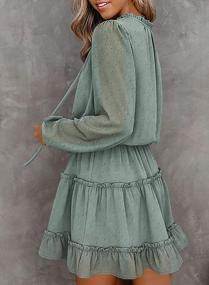 img 3 attached to Женское элегантное шифоновое платье-мини-юбка 2023 с разрезом, V-образным вырезом и рюшами