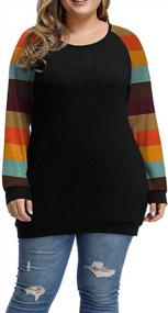 img 4 attached to Plus Size Tunic Tops For Women - ALLEGRACE Lightweight Knit Long Sleeve Color Block Shirts