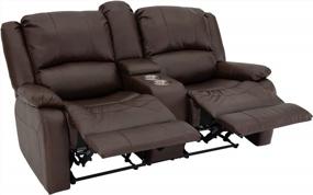 img 3 attached to Revamp Your RV Living Room With The Charles Collection 67" Double Recliner Sofa And Console, Mahogany RV Wall Hugger Loveseat Recliner Set For Slideouts - Theater Seating