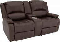 revamp your rv living room with the charles collection 67" double recliner sofa and console, mahogany rv wall hugger loveseat recliner set for slideouts - theater seating logo