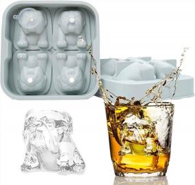 img 4 attached to Reusable Silicone Ice Cube Molds In Morandi Blue Bulldog Dog Shape With Funnel For Whiskey, Cocktails, And Bourbon - Set Of 4 Cavity Mold