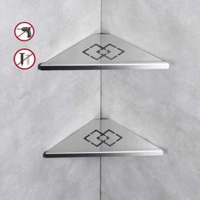 img 4 attached to Bathroom Shower Corner Shelf: Wall-Mounted 304 Stainless Steel 2 Tier Storage Shelves With Triangle Baskets, Ideal For Shower Caddy, Brushed Nickel Finish
