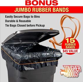 img 2 attached to 🗑️ 100-Pack of Heavy Duty Black 95-Gallon Contractor Bags for Trash, Storage, Yard Waste – Industrial Grade Construction Bags with 30” Rubber Bands by Tougher Goods (2 Mil)