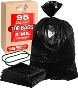 img 4 attached to 🗑️ 100-Pack of Heavy Duty Black 95-Gallon Contractor Bags for Trash, Storage, Yard Waste – Industrial Grade Construction Bags with 30” Rubber Bands by Tougher Goods (2 Mil)