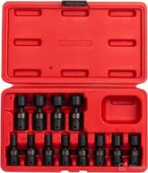 🔧 sunex 1814, 1/4 inch drive universal impact socket set, 12-piece, metric, 5mm - 15mm, cr-mo steel, radius corner design, chamfered opening, dual size markings, with heavy-duty storage case логотип