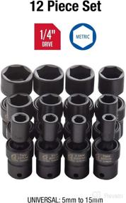 img 3 attached to 🔧 Sunex 1814, 1/4 Inch Drive Universal Impact Socket Set, 12-Piece, Metric, 5mm - 15mm, Cr-Mo Steel, Radius Corner Design, Chamfered Opening, Dual Size Markings, With Heavy-Duty Storage Case