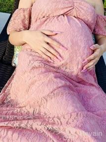 img 5 attached to Потрясающее кружевное свадебное платье для беременных JustVH с открытыми плечами и оборками на рукавах - идеально подходит для фотосессий беременных