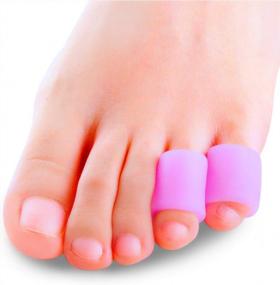 img 4 attached to Povihome Toe Protectors: Silicone Sleeve for Pain Relief, Blisters & More - 5 Pairs in Purple Pinky Toe