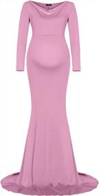 img 4 attached to Stylish And Comfortable Maternity Long Dress For Baby Shower And Photoshoot - Molliya'S Elegant Slim Fit Maxi Dress With Long Sleeves