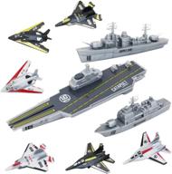 deao military naval ship play set featuring an aircraft carrier, small scale planes, battleship and supply ship - ideal battleship toy for boys, girls and kids logo