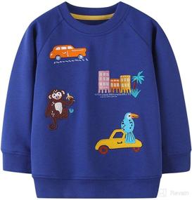 img 4 attached to 🎅 Cute Christmas Cartoon Cotton Crewneck Sweatshirt Long Sleeve Top for Baby Boys Girls Toddler