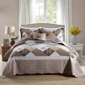 img 4 attached to Travan 2-Piece Twin Quilt Sets With Sham Oversized Bedding Bedspread Reversible Soft Coverlet Set, Twin Size