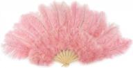 zucker flapper folding hand fan with large ostrich feathers - perfect dance costume accessory logo