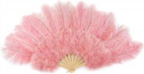 img 1 attached to ZUCKER Flapper Folding Hand Fan With Large Ostrich Feathers - Perfect Dance Costume Accessory