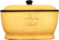 🍞 tuscany hand painted fleur de lis yellow breadbox/toast jar - vibrant colors, 82013 by ack логотип