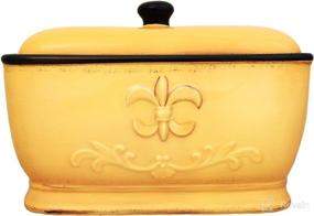 img 1 attached to 🍞 Tuscany Hand Painted Fleur De Lis Yellow Breadbox/Toast Jar - Vibrant Colors, 82013 by ACK