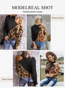 img 2 attached to Women'S Long Sleeve Cold Shoulder Turtleneck Knit Sweater Top Pullover Casual Loose Jumper