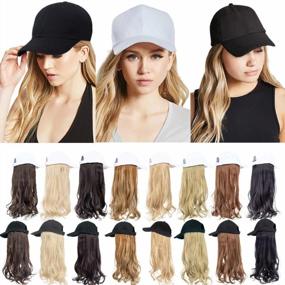 img 4 attached to Women'S Bleach Blonde Curly Wavy Long Hairpiece Baseball Cap With Attached Adjustable Wig Extensions